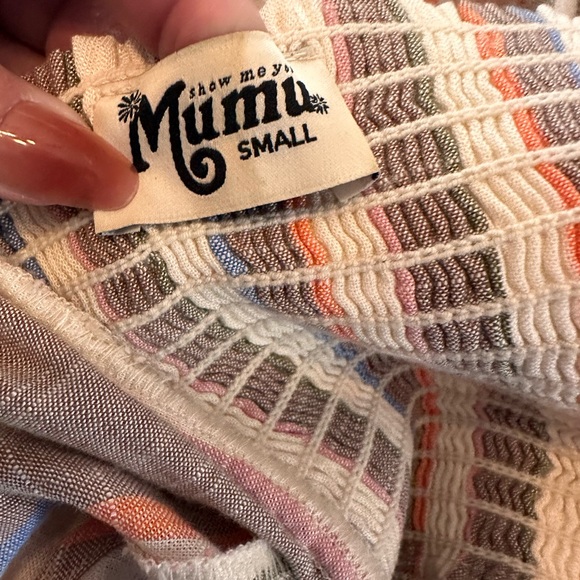 Show Me Your MuMu Cora striped shorebert mini S Button front smocked Sundress - Picture 11 of 13